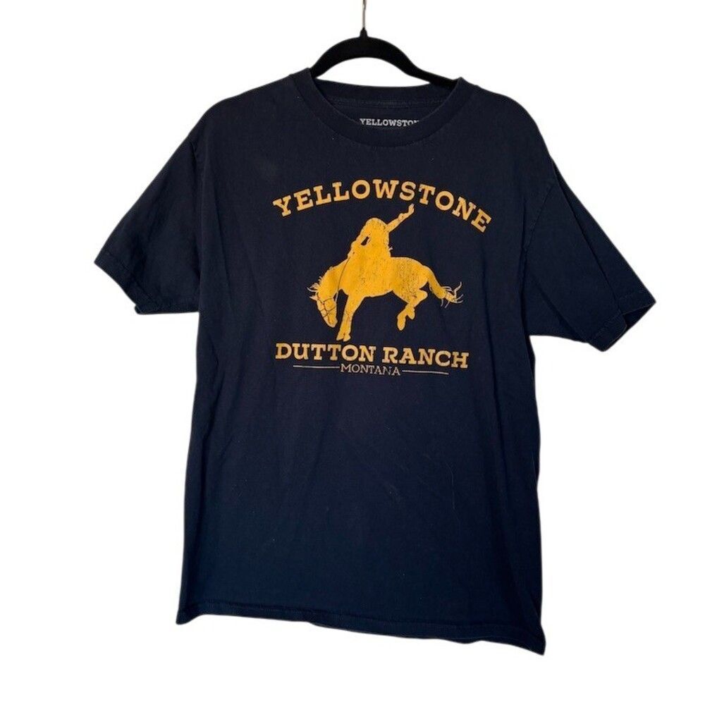 Yellowstone T-Shirt Mens L Black Dutton Ranch Montana Bucking Bronco